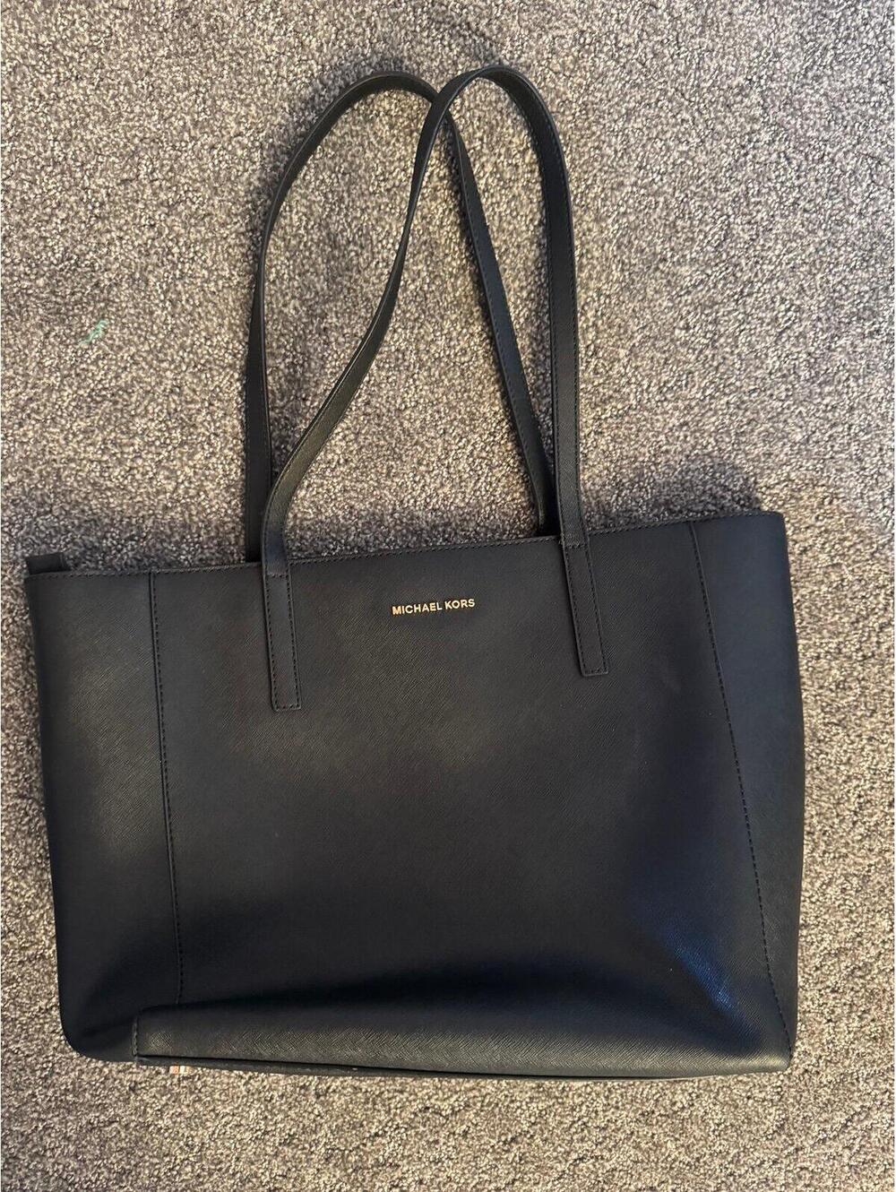 Michael Kors Black Zip-Top Tote Bag with Interior Pockets